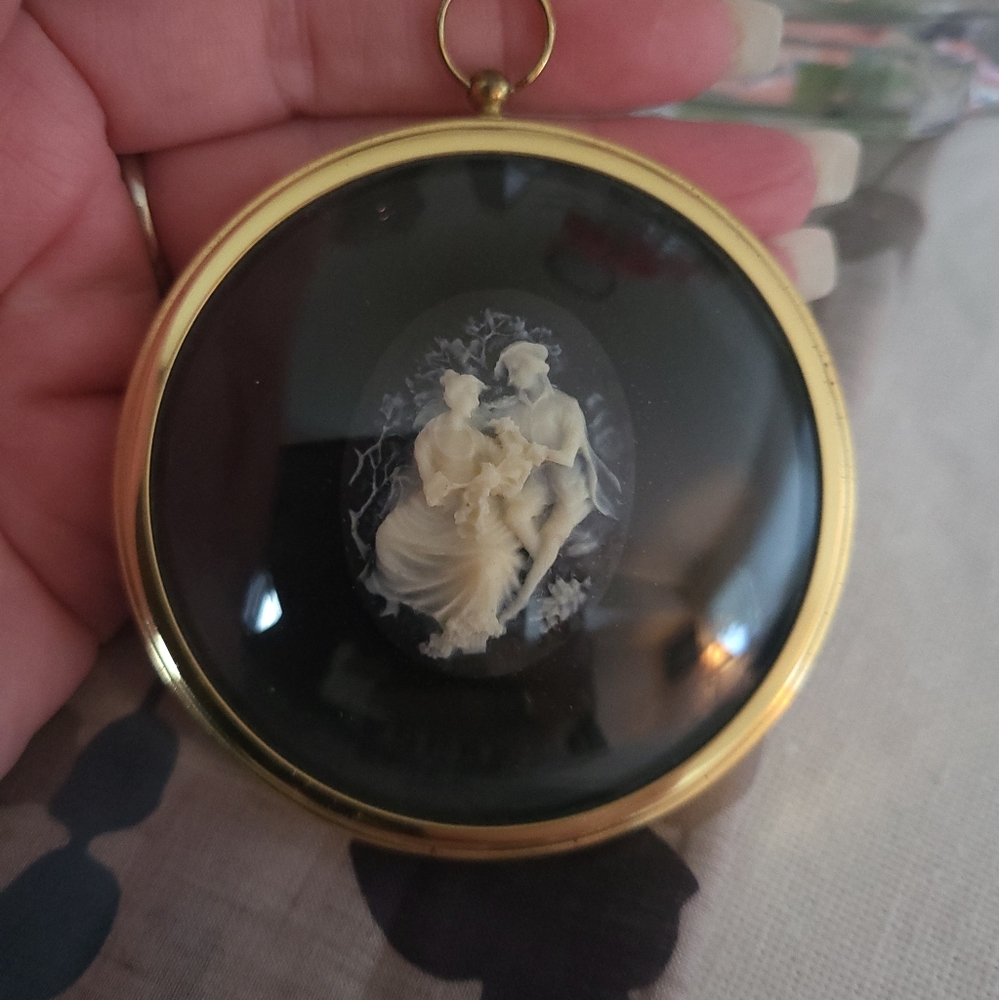 Vintage Miniature Cameo Behind Bubble Glass